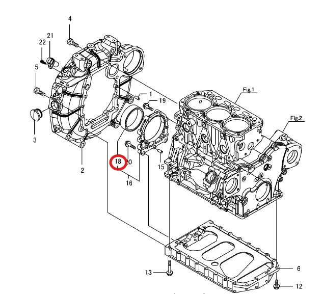 Krukaskeerring vliegwielzijde Yanmar EF / F / YT / YM / John Deere - 129120-01780 - Afbeelding 3